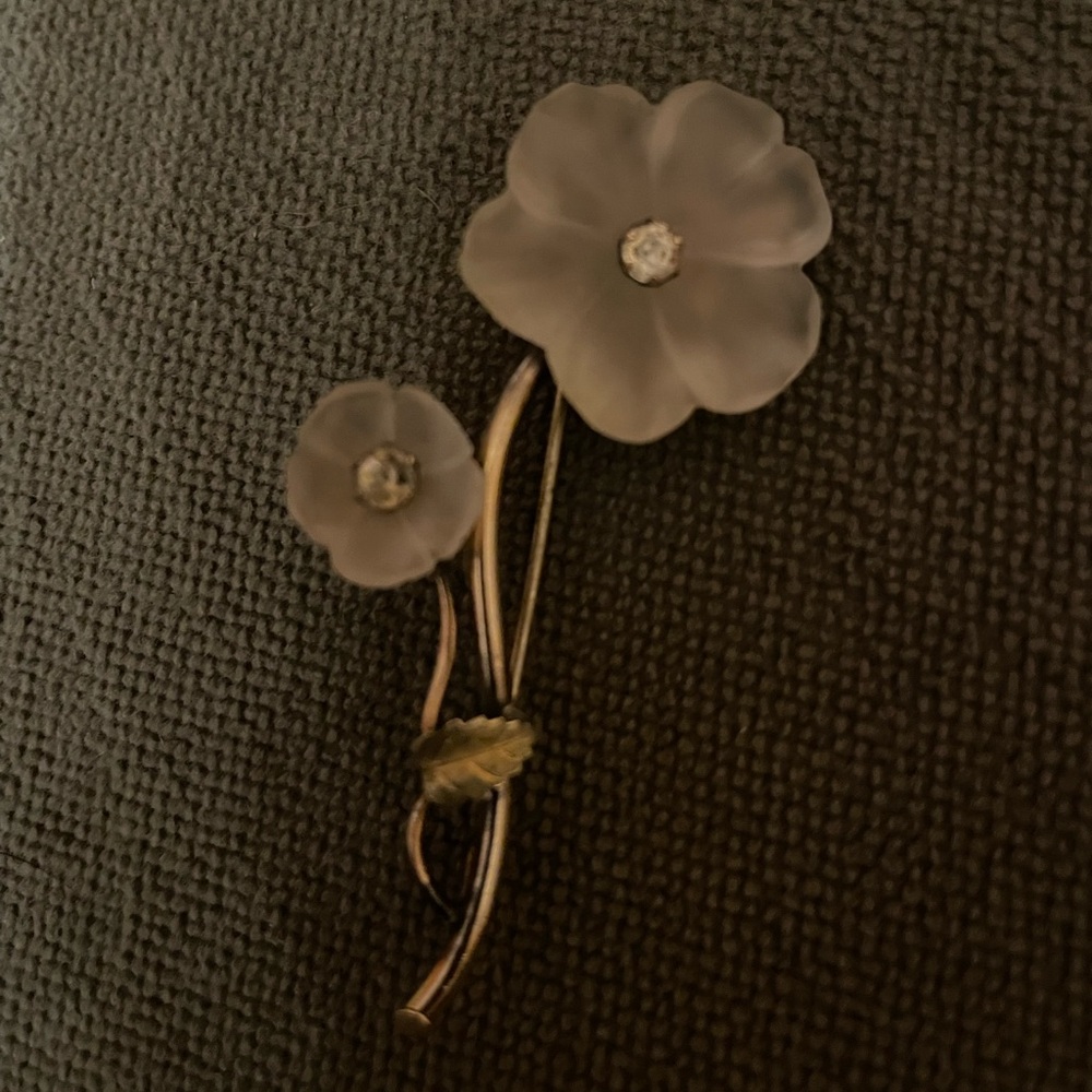 Vintage Elegant Floral Brooch with Crystal Accents